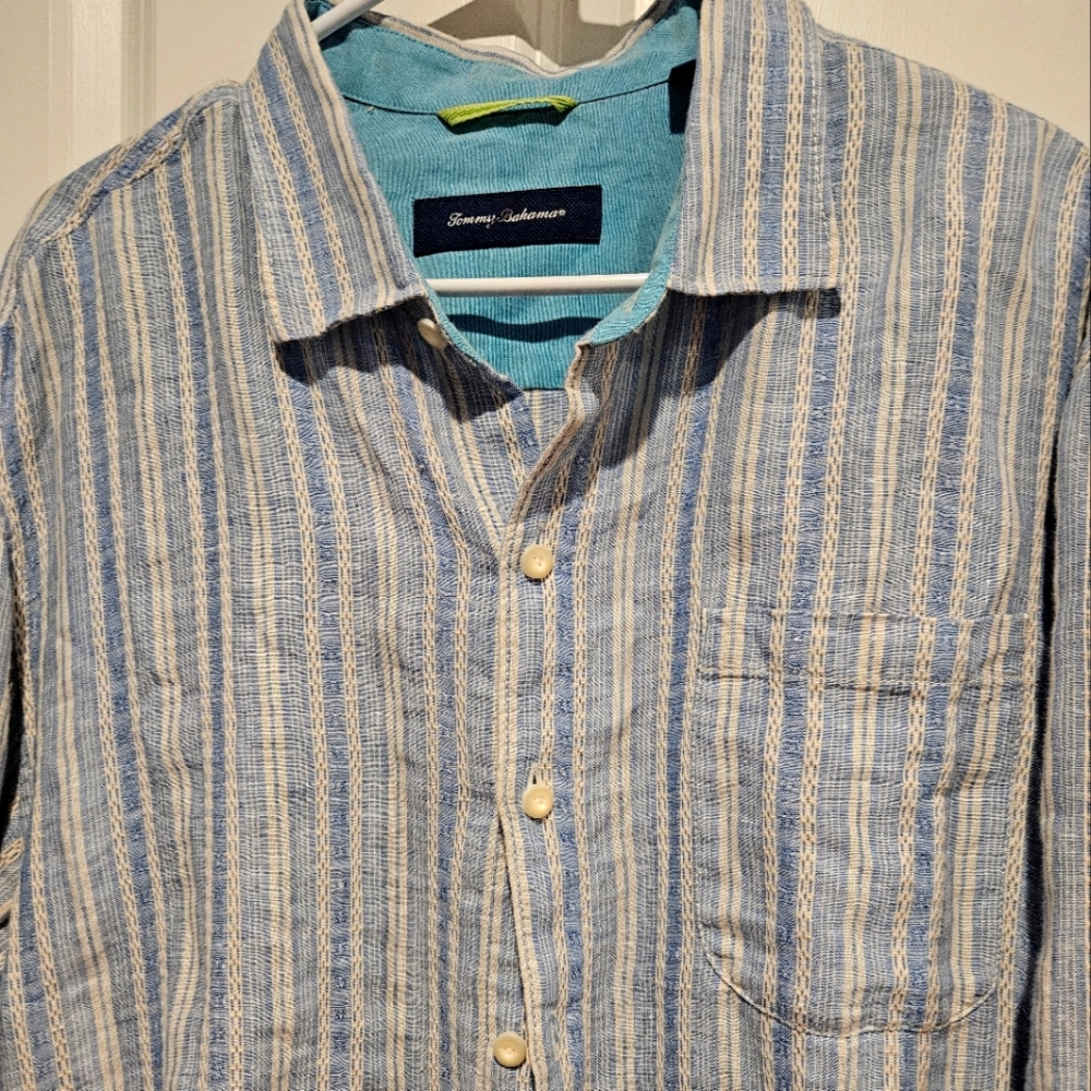 Tommy Bahamas mens linen cotton blend button down XL EToo